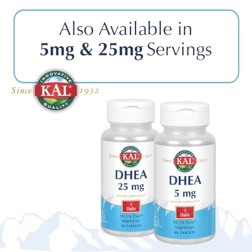 KAL DHEA 5 mg Tablets - DHEA 5mg Supplement for Women & Men, 99.5% Pure, Natural Daily Support, Vegetarian - 60 Tablets - görsel 12