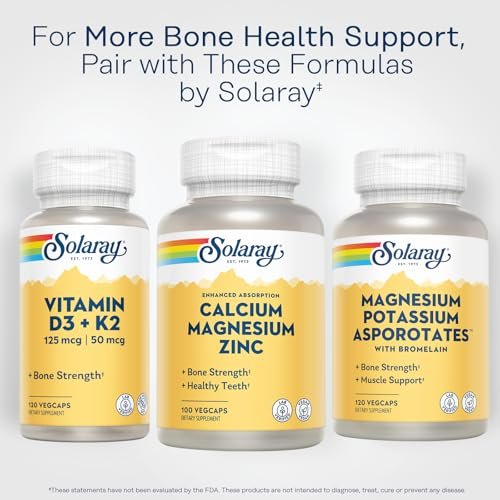 SOLARAY Calcium Magnesium Zinc Supplement - with Calcium 1000mg, Magnesium 500mg - Bone Health, Muscle Function, Heart Health and Immune Support - Vegan, 60 Day Guarantee, 25 Servings, 100 VegCaps - görsel 12