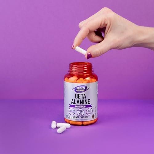 NOW Foods Sports Nutrition, Beta-Alanine 750 mg, Delays Muscle Fatigue*, Endurance*, 120 Veg Capsules - görsel 12