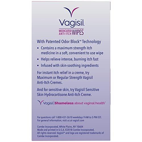 Vagisil Anti-Itch Medicated Feminine Vaginal Wipes, Maximum Strength, Instant Relief, 20 Wipes (Pack of 3) - görsel 10