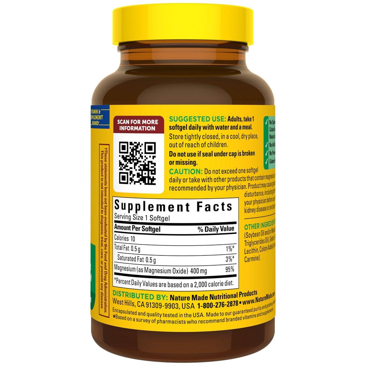 Nature Made Magnesium Oxide 400 mg Softgels, Extra Strength Magnesium Supplements for Men and Women, Support for Muscle, Nerve, Bone and Heart, 60 Day Supply - görsel 12