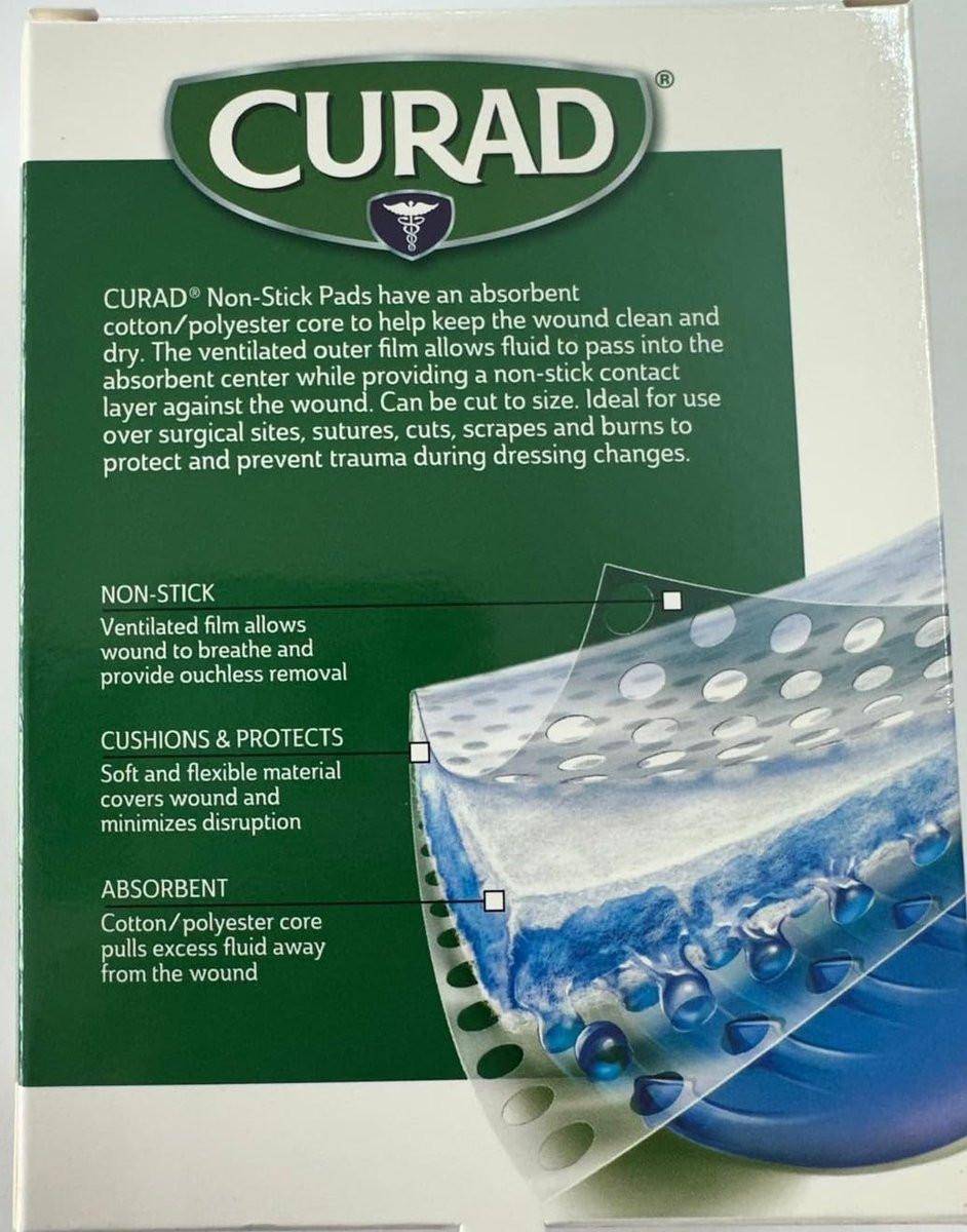 Curad Medium Non-Stick Pads, 10 Count, Pack of 3 - görsel 6