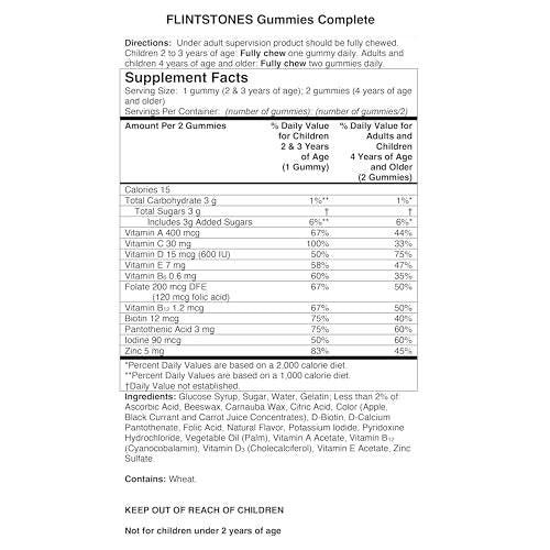 Flintstones Vitamins Complete Gummies, Kids Vitamins for Toddlers and Children, Kids Multivitamin Gummies with Vitamin A, B6, B12, C, E & Zinc, 180 Count - görsel 16