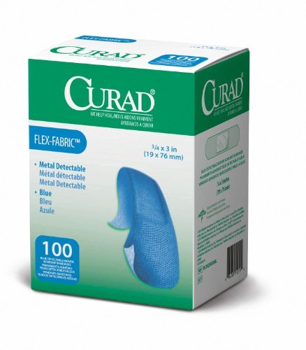CURAD Food Service Metal Detectable Blue Fabric Adhesive Bandages 3/4" x 3", Pack of 100 - görsel 2