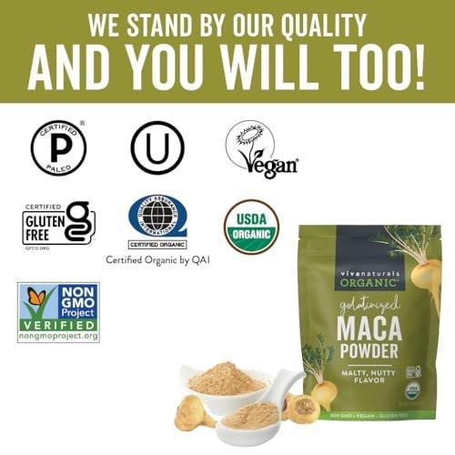 Viva Naturals Organic Maca Powder, Gelatinized, 16 oz (1 lb) – Vegan, USDA Organic, Gluten-Free, Non-GMO Peruvian Superfood in Resealable Bag - görsel 16