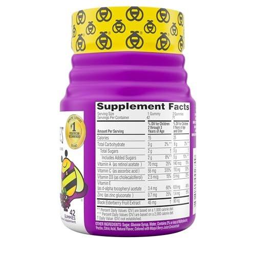 Zarbee’s Elderberry Gummies for Kids, Immune Support Supplement with Vitamins A, C, D3, E, & Zinc, Gluten & Gelatin Free, No Artificial Flavors, Natural Berry Flavor, Ages 2+, 42 ct - görsel 18