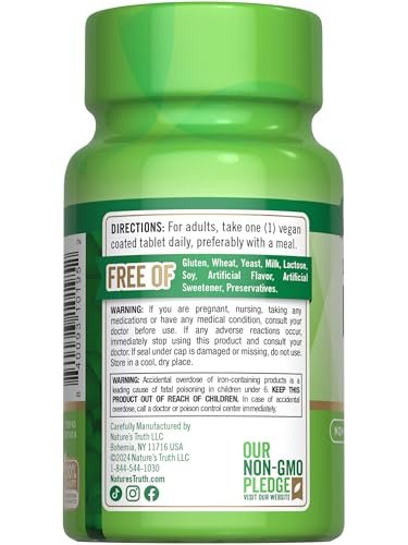 Nature's Truth Iron Supplement | 45 mg | 60 Pills | Ferrous Sulfate | Non-GMO & Gluten Free Vitamin for Men and Women - görsel 14