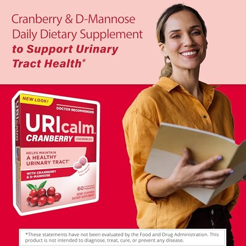 Uricalm Cranberry Daily Dietary Supplement Chewable with D-Mannose, Berry, 60 Count - görsel 6