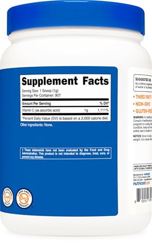 Nutricost Ascorbic Acid Powder (Vitamin C) 2 LBS - Gluten Free, Non-GMO - görsel 10