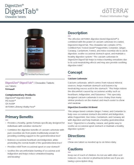 doTERRA DigestZen DigestTab - 100 Chewable Tablets for Digestive Support - görsel 3