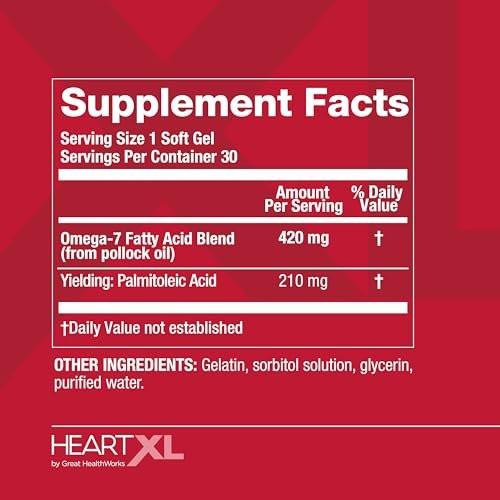 HeartXL Omega-7 Blend Cardiovascular Health Support - Promotes Healthy Metabolism - Gluten-Free Heart Health Supplement - 30 Soft Gels - görsel 12