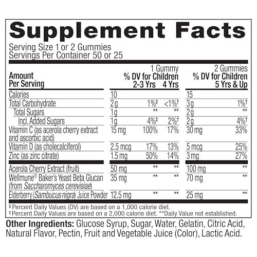OLLY Kids Immunity Gummy, Immune Support, Wellmune, Elderberry, Vitamin C, Zinc, Chewable Supplement, Cherry - 50 Count - görsel 18