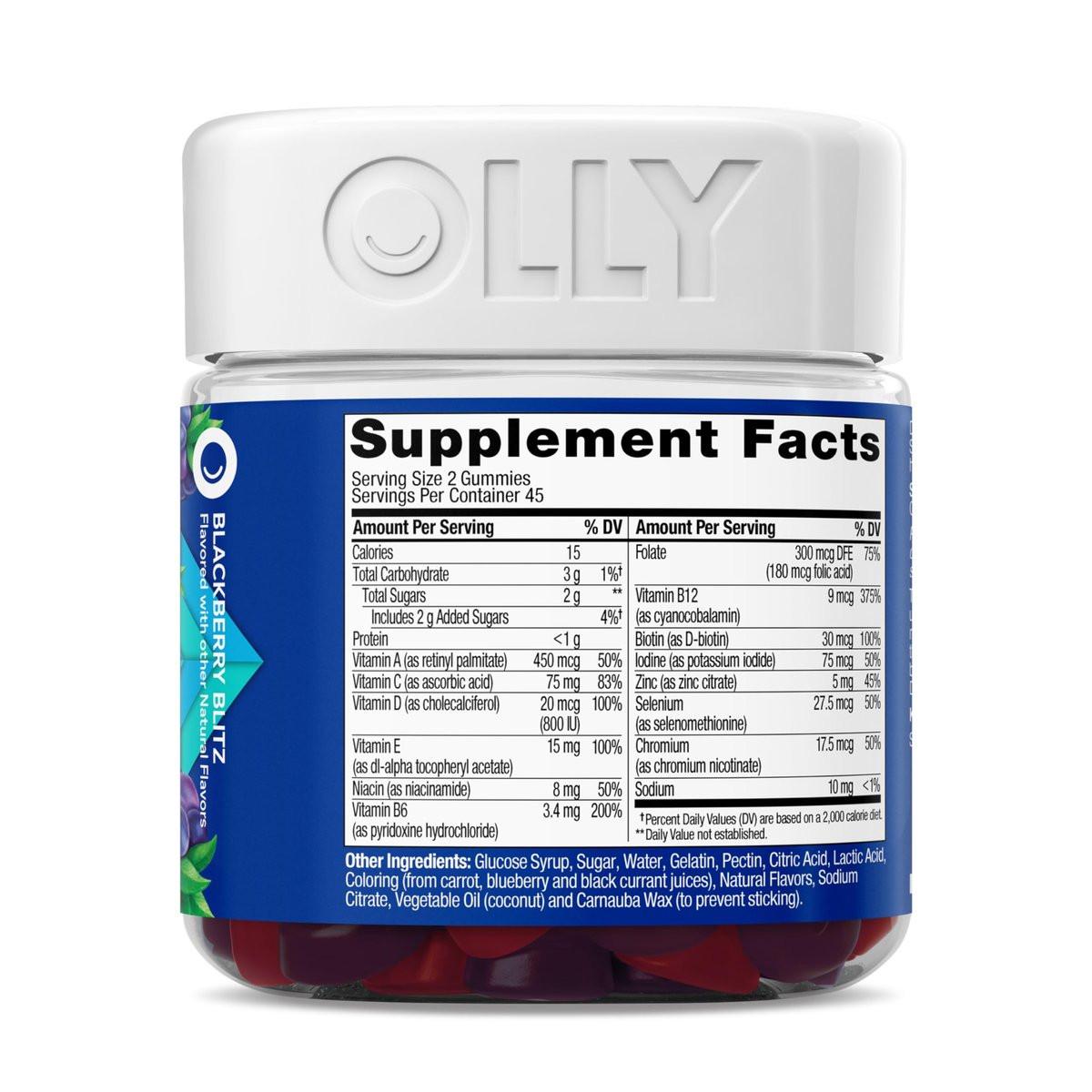 OLLY Men's Multivitamin Gummy, Vitamins A, C, D, E, B, Zinc, Blackberry Flavor, 45 Day Supply - 90 Count - görsel 13