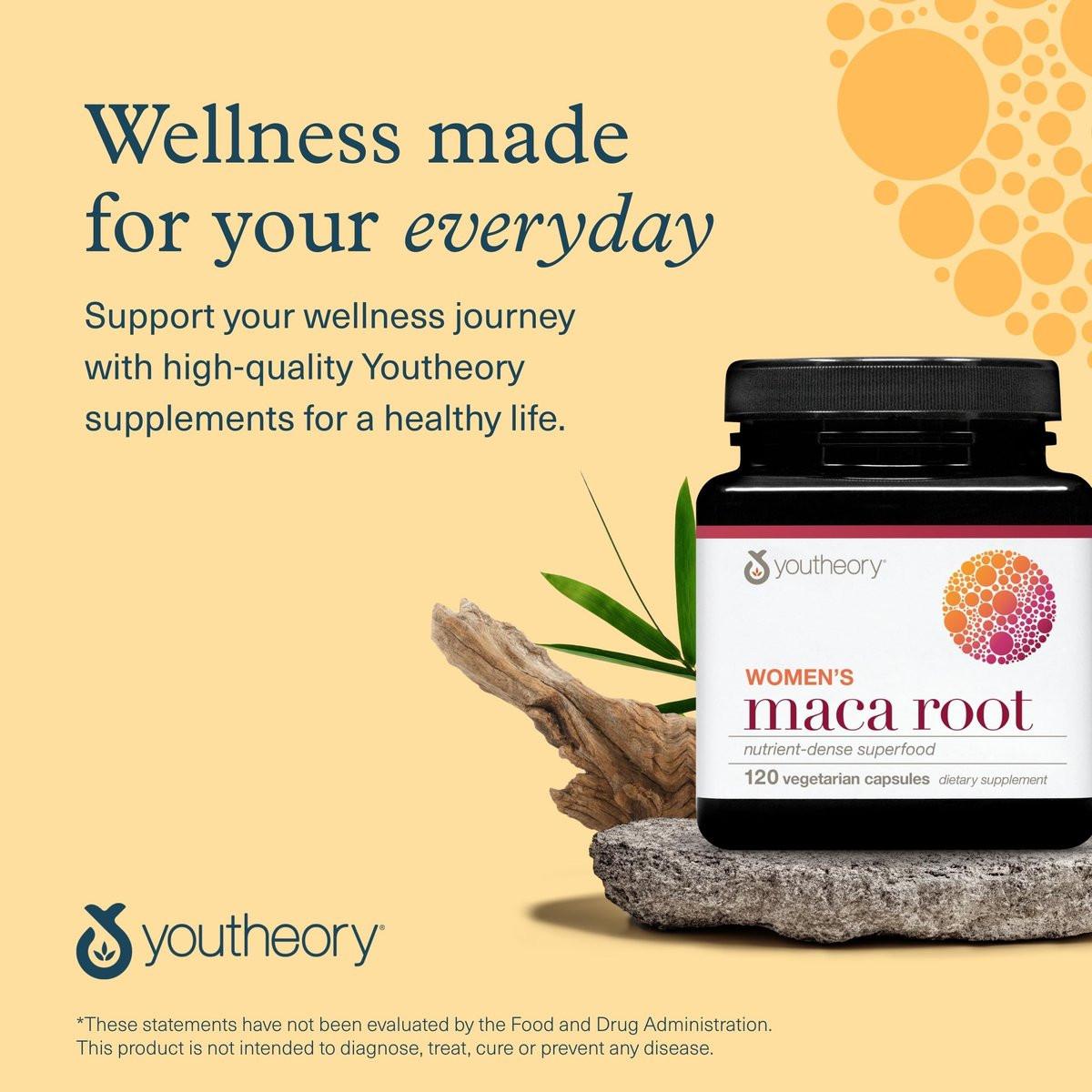 Youtheory Women's Maca Root - Vegan Energy & Menopause Support Supplement with Peruvian Ginseng* - Premium Supplement for Women - Dairy, Soy & Gluten Free - 120 Vegetarian Capsules - görsel 14