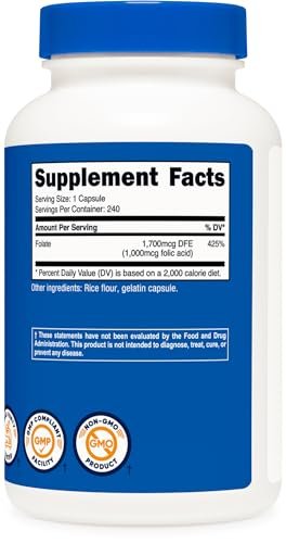 Nutricost Folic Acid (Vitamin B9) 1000 mcg, 240 Capsules - görsel 10