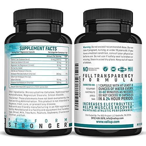 VALI Electrolyte Salts Rapid Oral Rehydration Replacement Pills – Hydration Nutrition Powder Supplement, Recovery & Relief Fast, Fluid Health Essentials, Keto Salt Mineral Tablets, 120 Veggie Capsules - görsel 16