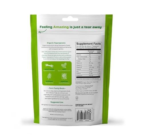 Amazing Grass Super Greens Booster: Greens Powder Smoothie Mix with Spirulina, Moringa, Wheat Grass & Kale Smoothie Booster, Chlorophyll Providing Greens, 30 Servings - görsel 12
