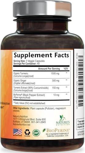 Turmeric Curcumin Supplement - 95% Curcuminoids with Organic Turmeric & Ginger, BioPerine Black Pepper Extract for Best Absorption, Natural Vegan Joint Support, Non-GMO, Bottled in USA - 120 Capsules - görsel 18