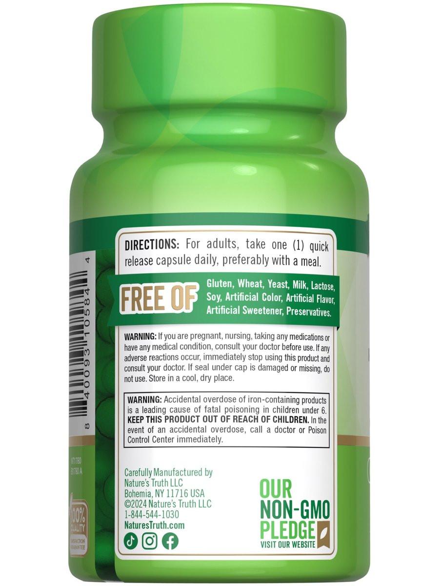 Nature's Truth Iron Supplement for Women & Men | 28 mg | 90 Capsules | Iron Bisglycinate | Non-GMO, Gluten Free - görsel 14