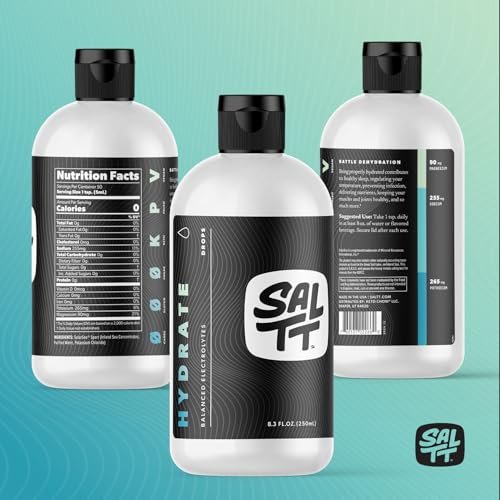 SALTT - Hydrate (8.3 oz) - Electrolytes Drops - Energy Boost - Sodium, Potassium, Magnesium, Zinc, Copper - Unflavored - Ultra Low Carb - Zero Sugar, Vegan, Gluten Free, Non GMO - By Keto Chow - görsel 18