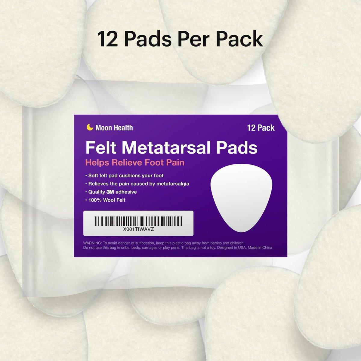12-Pack Metatarsal Foot Pads for Pain Relief - 1/4” Thick, Ball of Foot Cushions for Women and Men, Forefoot and Sole Support, Metatarsalgia Mortons Neuroma. Metatarsal Pads Ball of Foot Cushions. - görsel 18