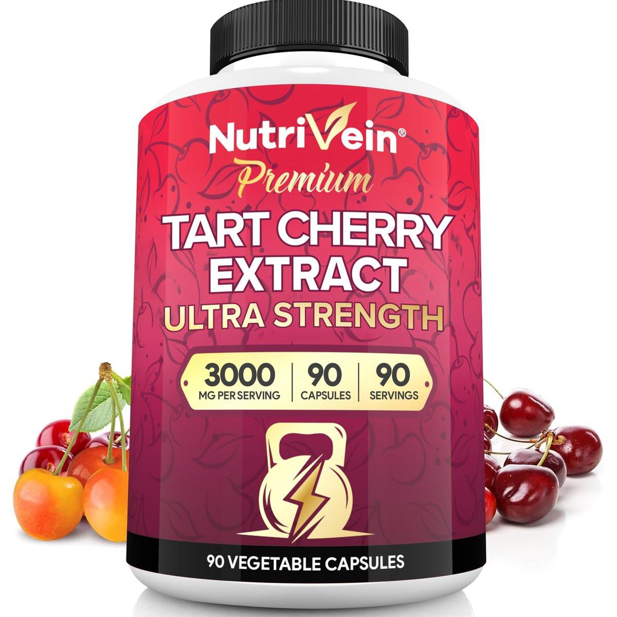 Nutrivein Premium Tart Cherry Capsules 3000mg: Ultra Strength Tart Cherry Extract Supplement for Post-Athletic Recovery, Detox, Rest, & Mobility - görsel 16