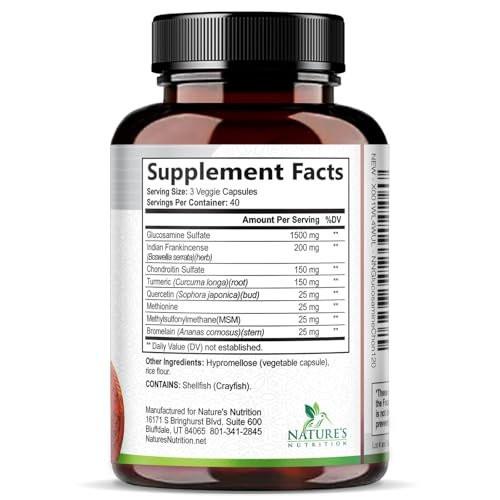 Glucosamine Chondroitin MSM - Joint Support Supplement for Joint Mobility and Cartilage Support For Men and Women - Triple Strength Glucosamine Supplements with Turmeric & Boswellia - 120 Capsules - görsel 18