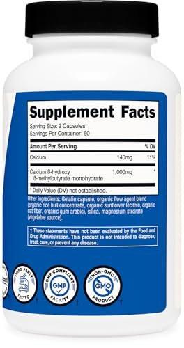 Nutricost HMB (Beta-Hydroxy Beta-Methylbutyrate) 1000mg (120 Capsules) - 500mg Per Capsule, 60 Servings - Gluten Free and Non-GMO - görsel 10