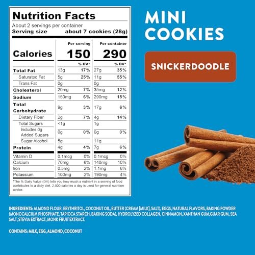 HighKey Low Carb Snickerdoodle Cookie - Keto Snacks Diabetic Desserts Diet Friendly Food Gluten Free Zero Carbs Treat Cinnamon Sweets Healthy Snack Foods Almond Flour Sugar Free Cookies 3Pack - görsel 18