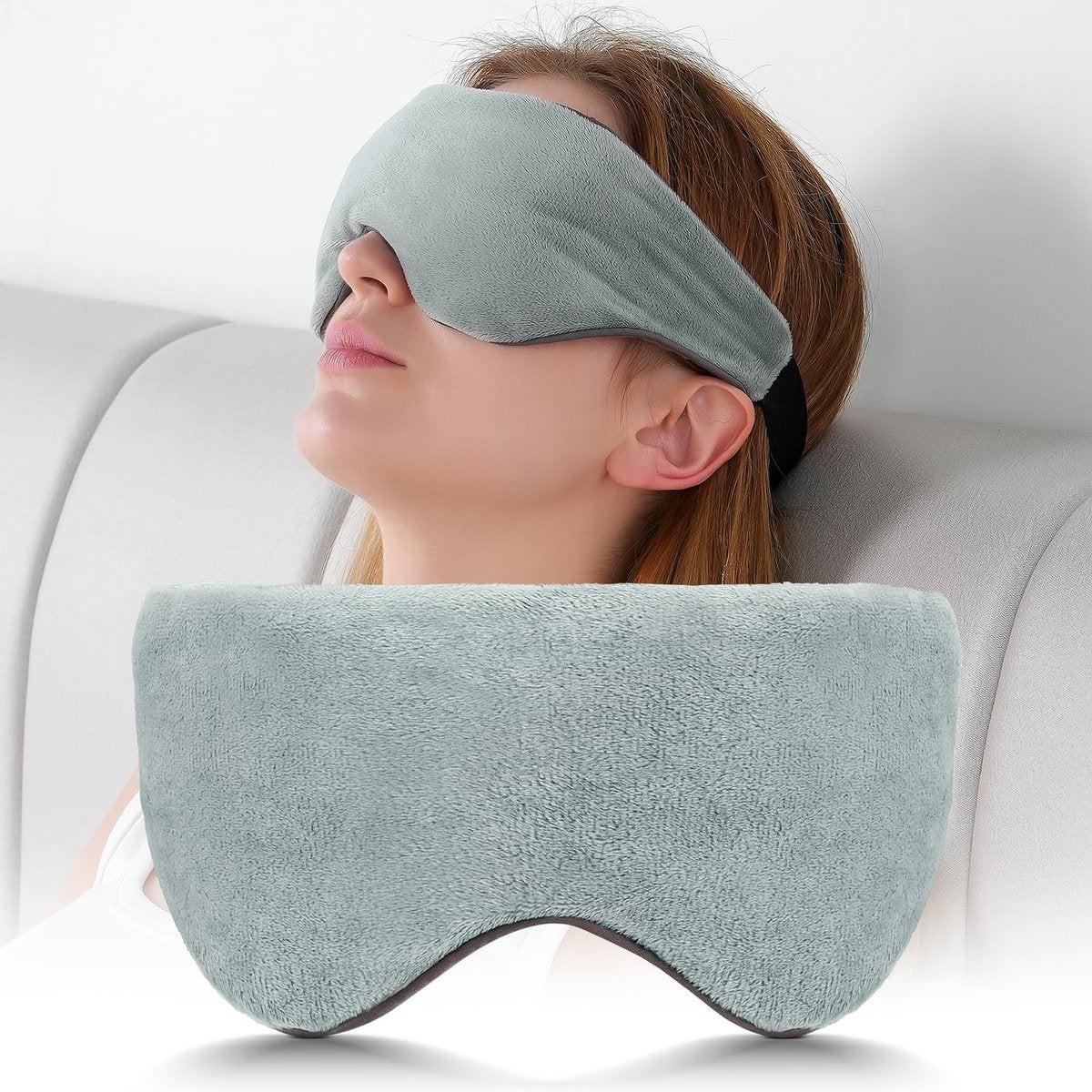 Sivio Weighted Eye Mask for Sleeping, Cooling & Cozy Reversible Blackout Sleep Mask for Women & Men, Microwave Freezable Heavy Blindfold for Migraine, Travel, Meditation, Mothers Day Gift 0.55lb, Grey - görsel 16