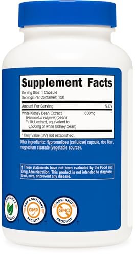 Nutricost White Kidney Bean Extract 120 Capsules for 120 Servings Per Bottle - Vegetarian Caps, Gluten Free and GMO Free - görsel 10
