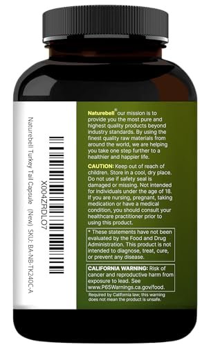 NatureBell Turkey Tail Mushroom Extract Capsules, 600mg Per Serving, 240 Count - görsel 16