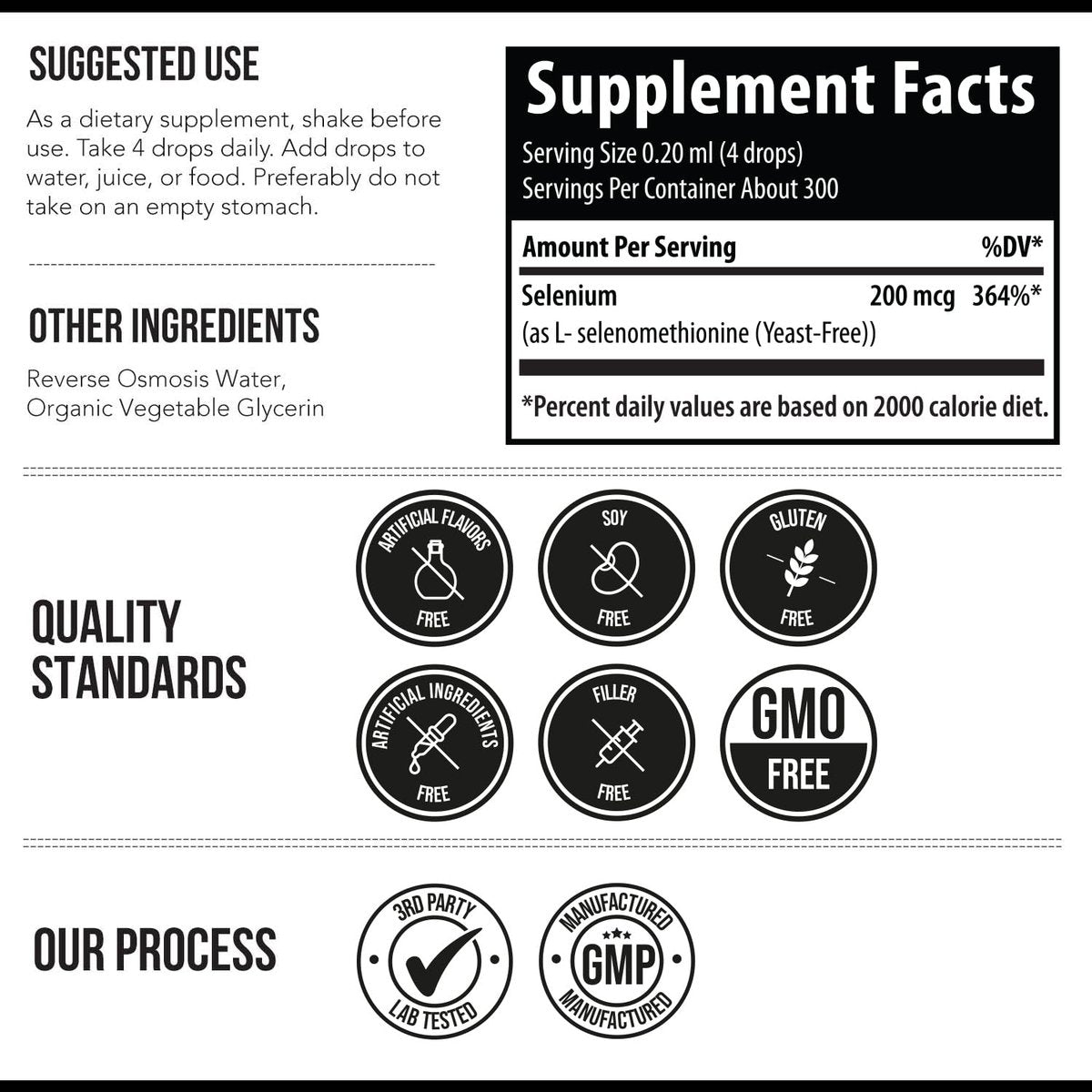 Selenium - 200 mcg, Selenomethionine Form, 300 Servings - Vegan, Glass Bottle, Yeast Free - Sublingual Liquid Concentrate - Antioxidant, Supports Immunity, Thyroid Health (2 oz.) - görsel 12