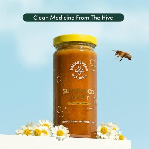 Superfood Honey by Beekeeper's Naturals - Bee Pollen, Royal Jelly, Propolis, Honey - Natural Energy, Immune Support, Mental Clarity, Athletic Performance (4.4 oz) - görsel 12
