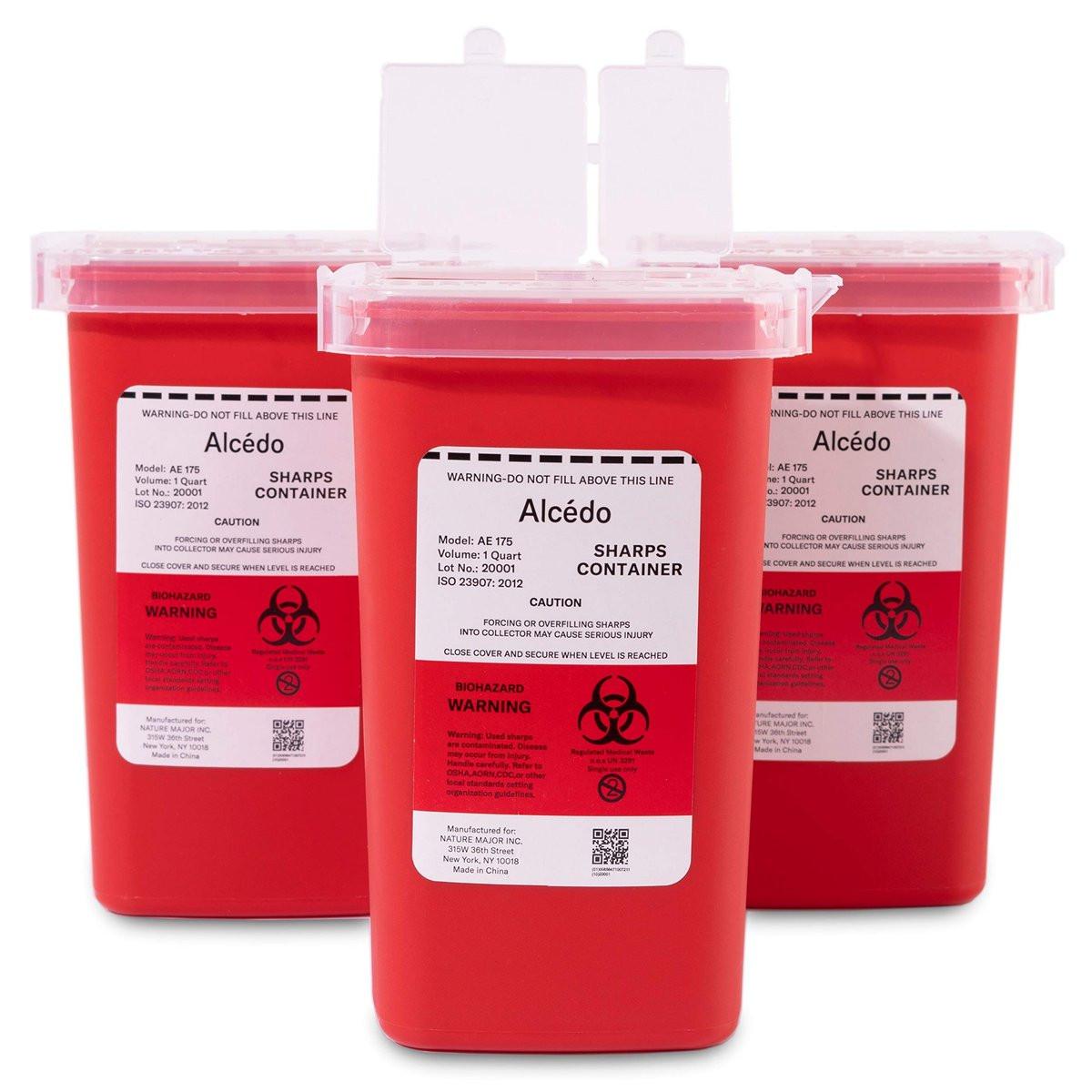 Alcedo Sharps Container for Home Use and Professional 1 Quart (3-Pack) | Biohazard Needle and Syringe Disposal | Small Portable Container for Travel - görsel 18