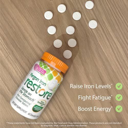 Fergon Iron Restore Chewable Tablets - Gentle on Stomach, Non-Constipating - 27mg Iron for Energy Support – 60 Tablets - görsel 14