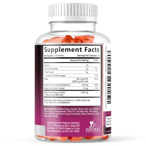 Apple Cider Vinegar Gummies for Weight Loss - Sugar Free - Max Strength ACV Gummy with Vitamin B12 & The Mother - Metabolism & Energy Support - Vegan Apple Cider Vinegar Gummy Supplement - 60 Gummies - görsel 18