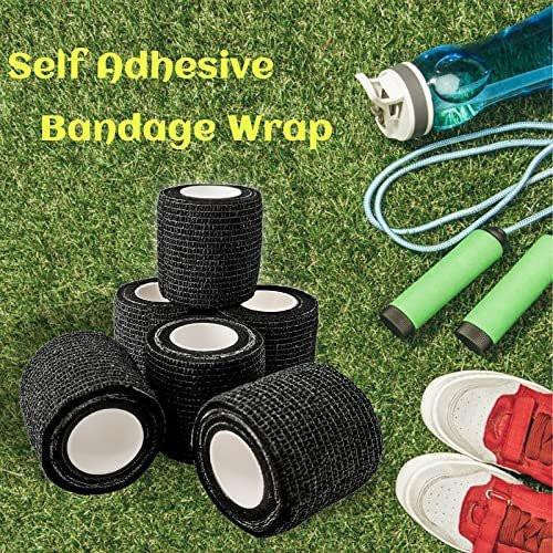24 Rolls Black Elastic Self Adhesive Bandage Wrap 2 Inch, Breathable Cohesive Bandage, Ankle Sprains Swelling Medical First Aid Sports Athletic Grip Tape, Dogs Pet Vet Wrap - görsel 14