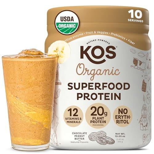 KOS Vegan Protein Powder, Chocolate Peanut Butter - Low Carb Pea Protein Blend, USDA Organic Superfood with Vitamins & Minerals - Keto, Soy, Dairy Free - Meal Replacement for Women & Men - 10 Servings - görsel 18