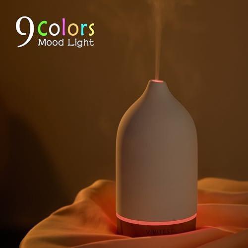 VIVITEST 200ML Ceramic Essential Oil Diffuser, Stone Essential Oil Diffuser, Ultrasonic Aromatherapy Diffusers for Home - görsel 10