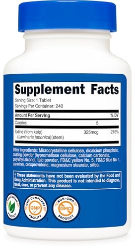 Nutricost Kelp Tablets, 325mcg of Iodine, 240 Tablets - Non-GMO, Gluten Free - görsel 10