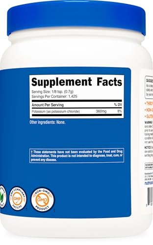 Nutricost Potassium Chloride Powder 1kg - Gluten Free, Non-GMO - görsel 10