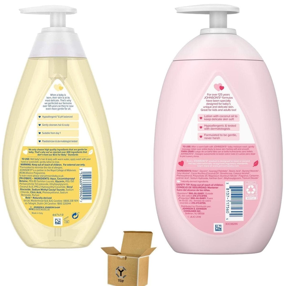 YDF Johnson's Head-to-Toe Baby & Newborn Wash & Shampoo + Johnson's Moisturizing Pink Baby Lotion - 500ML - görsel 4