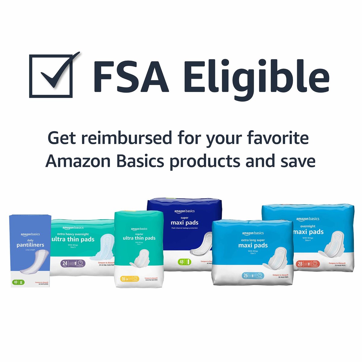Amazon Basics Thick Maxi Pads with – Flexi-Wings: The flexible wings wrap around your underwear for a secure, – Image 12