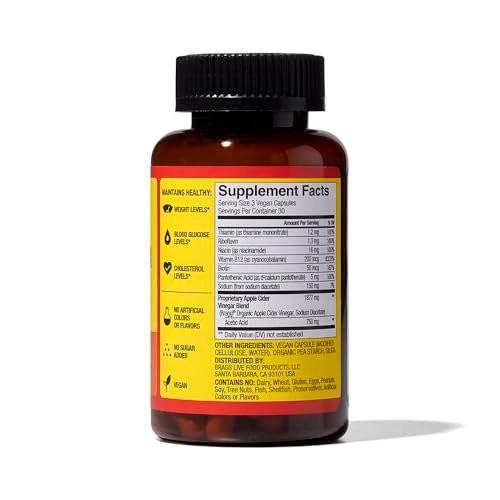 Bragg Energy Apple Cider Vinegar Capsules with B-12 Vitamins - 90 Capsules - Weight Management - Non-GMO, Vegan, Gluten Free, No Sugar - Helps Generate Energy at Cellular Level for Men and Women - görsel 16
