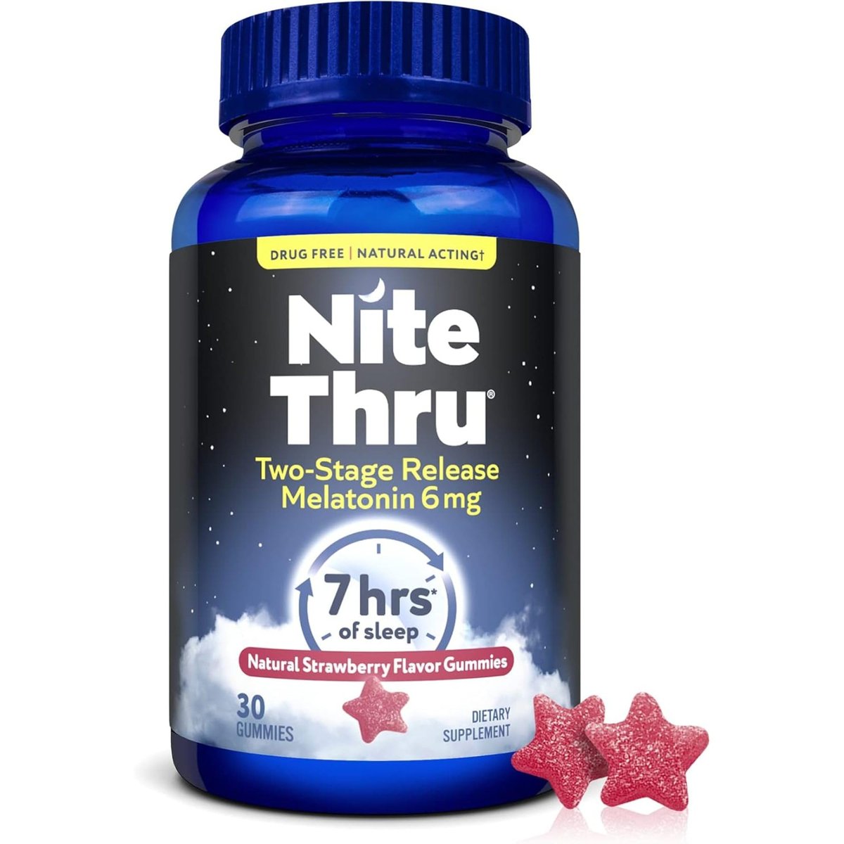 Nite Thru Two-Stage Release Melatonin, 6mg, Strawberry, Dietary Supplement, 30 Gummies - görsel 12
