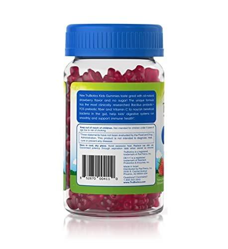 TruBiotics Probiotics for Kids with Prebiotics & Vitamin C, Sugar-Free Gummies for Digestive & Immune Health Support, Chewable Kids Probiotic Supplement, Natural Strawberry Flavor, 40 Gummies - görsel 9
