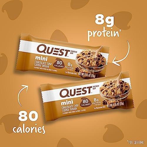 Quest Nutrition Mini Chocolate Chip Cookie Dough Protein Bars, 8g Protein, 1g Sugar, 2g Net Carbs, Gluten Free, 14 Count - görsel 12