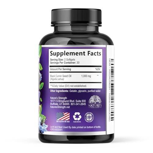 Black Seed Oil Capsules, 1000mg Per Serving - Best Cumin Seed Oil - Pure Nigella Sativa Black Seed Oil & Thymoquinone - Amazing Antioxidant for Skin Support Supplement - Bottled in USA - 60 Softgels - görsel 18