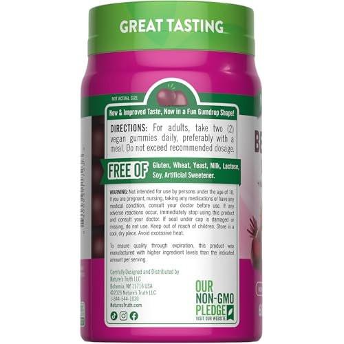 Nature's Truth Beet Root Gummies | 60 Count | Superfood | with Black Pepper | Strawberry Flavor | Vegan, Non-GMO & Gluten Free Supplement - görsel 14